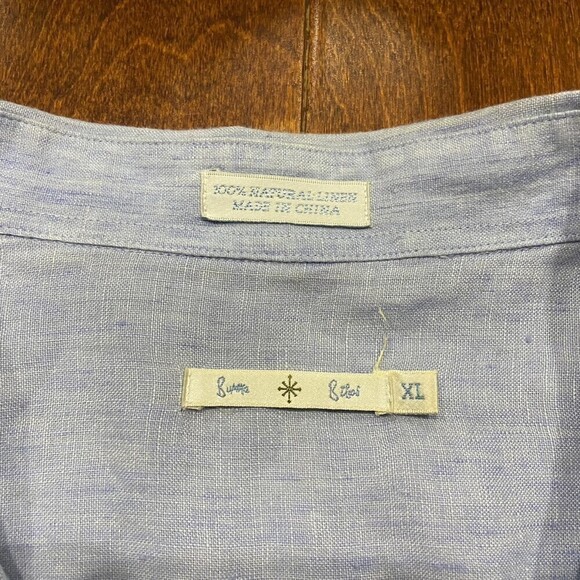 Burma Bibas 100% Linen Casual Button Down Baby Blue Shirt Men's Size XL - Picture 7 of 8